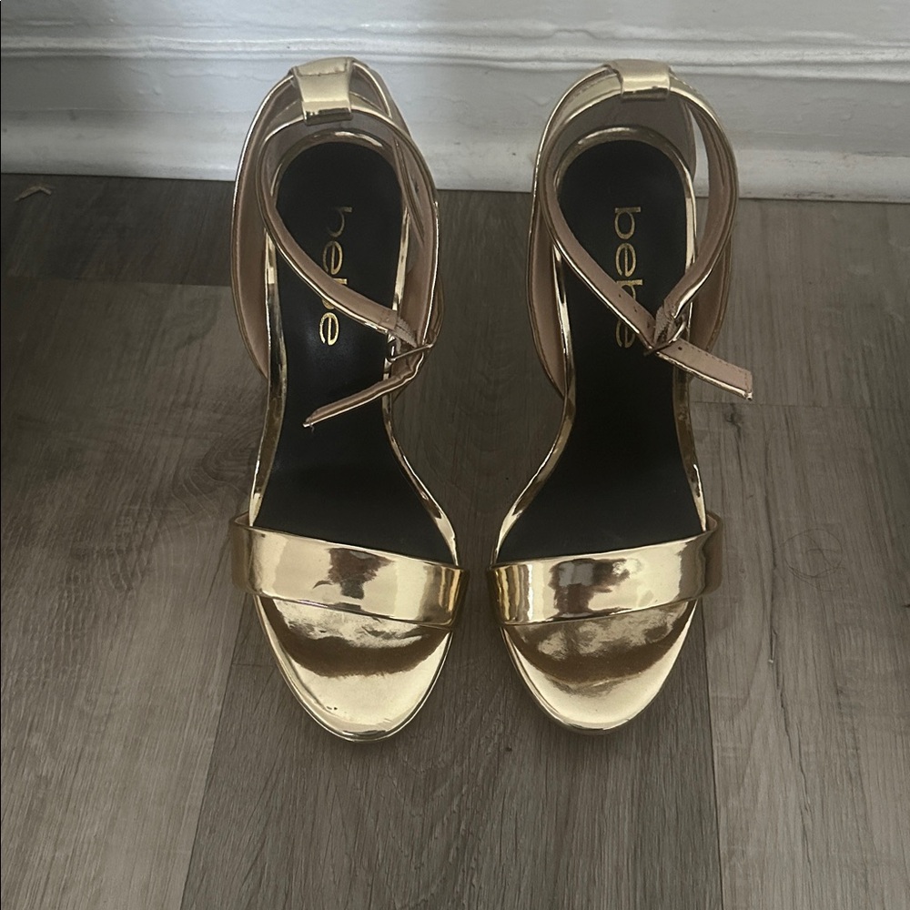 Bebe Shiny Gold Heels